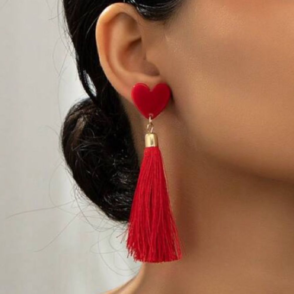 3for$20 NEW 1pair Fashionable Heart-Shaped Pearl & Tassel Dangle Earrings